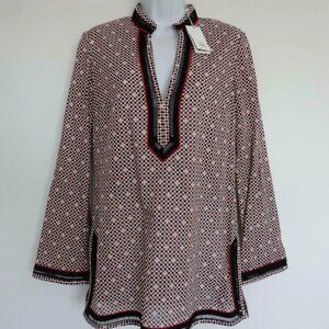 NWT TORY BURCH Cotton Voile Multi Color Tory Tunic Top Blouse Shirt 6